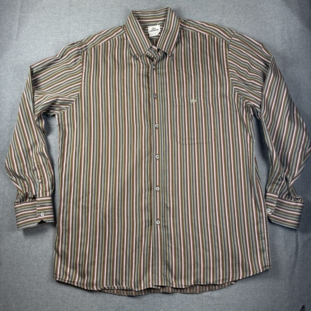 Lacoste Button Down Striped Dress Shirt Size‎ 44(XL)